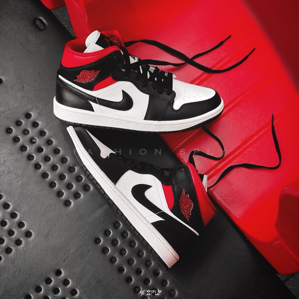 W Air Jordan 1 Mid Black Sail 黑紅 BQ6472-061-圖片-7