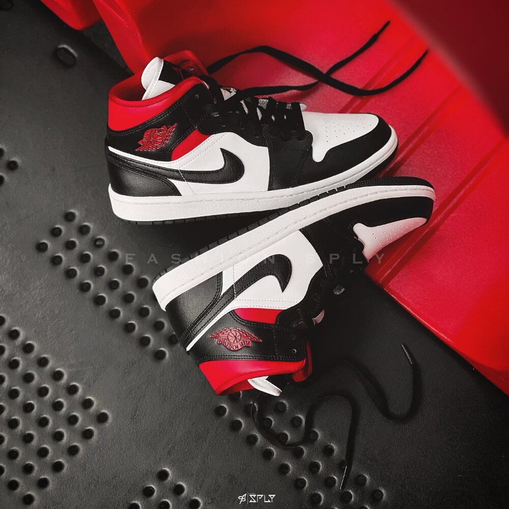 W Air Jordan 1 Mid Black Sail 黑紅 BQ6472-061-圖片-8