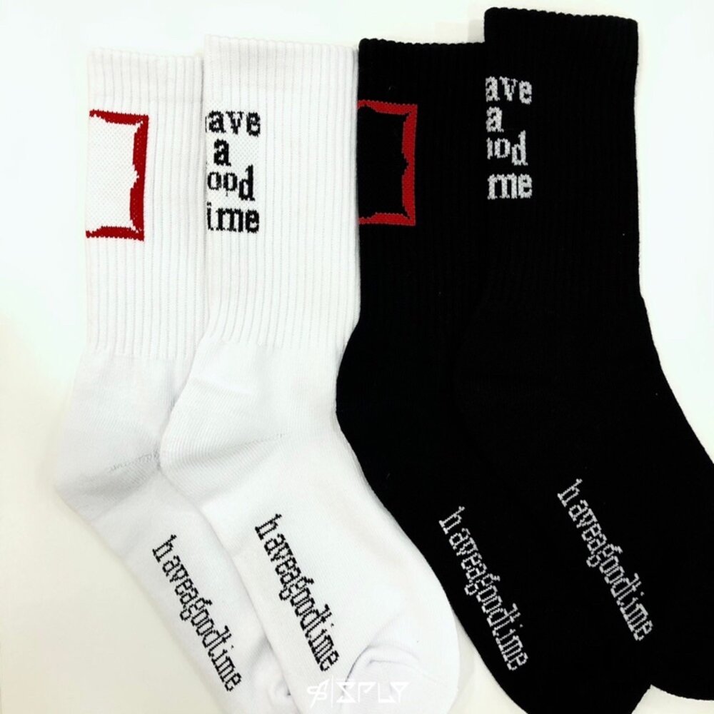 C5H60-Have A Good Time 長襪 字框分離款 白/黑 C5H60