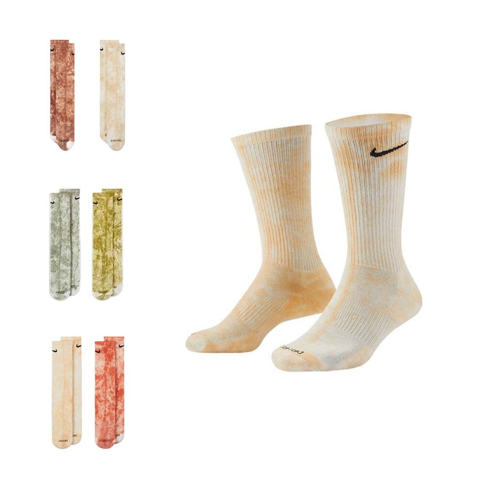 DM3407-Nike EveryDay Plus 紮染長襪 灰綠/黃咖/橘黃 DM3407