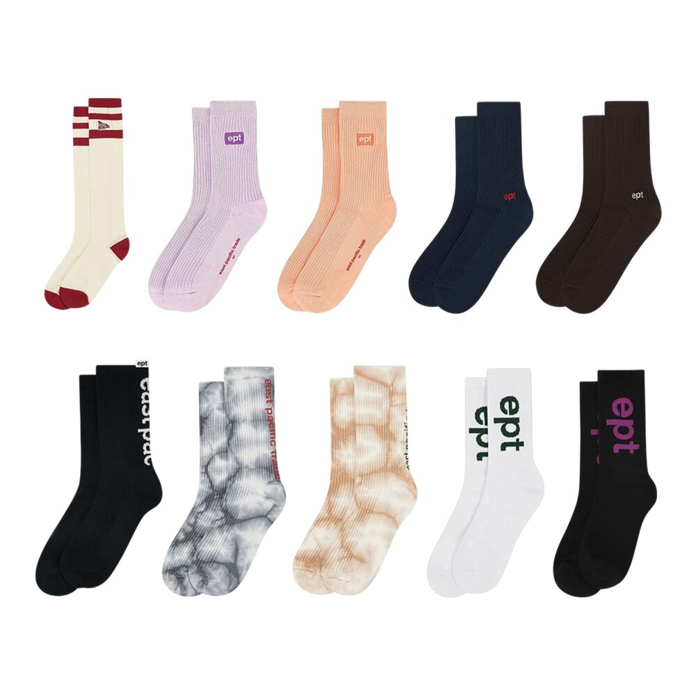 EP4SN3S-Ept Logo Socks 襪子 米紅、紫、肉粉、海軍藍、紅棕、黑白字、渲染灰、橘、白綠、黑紫