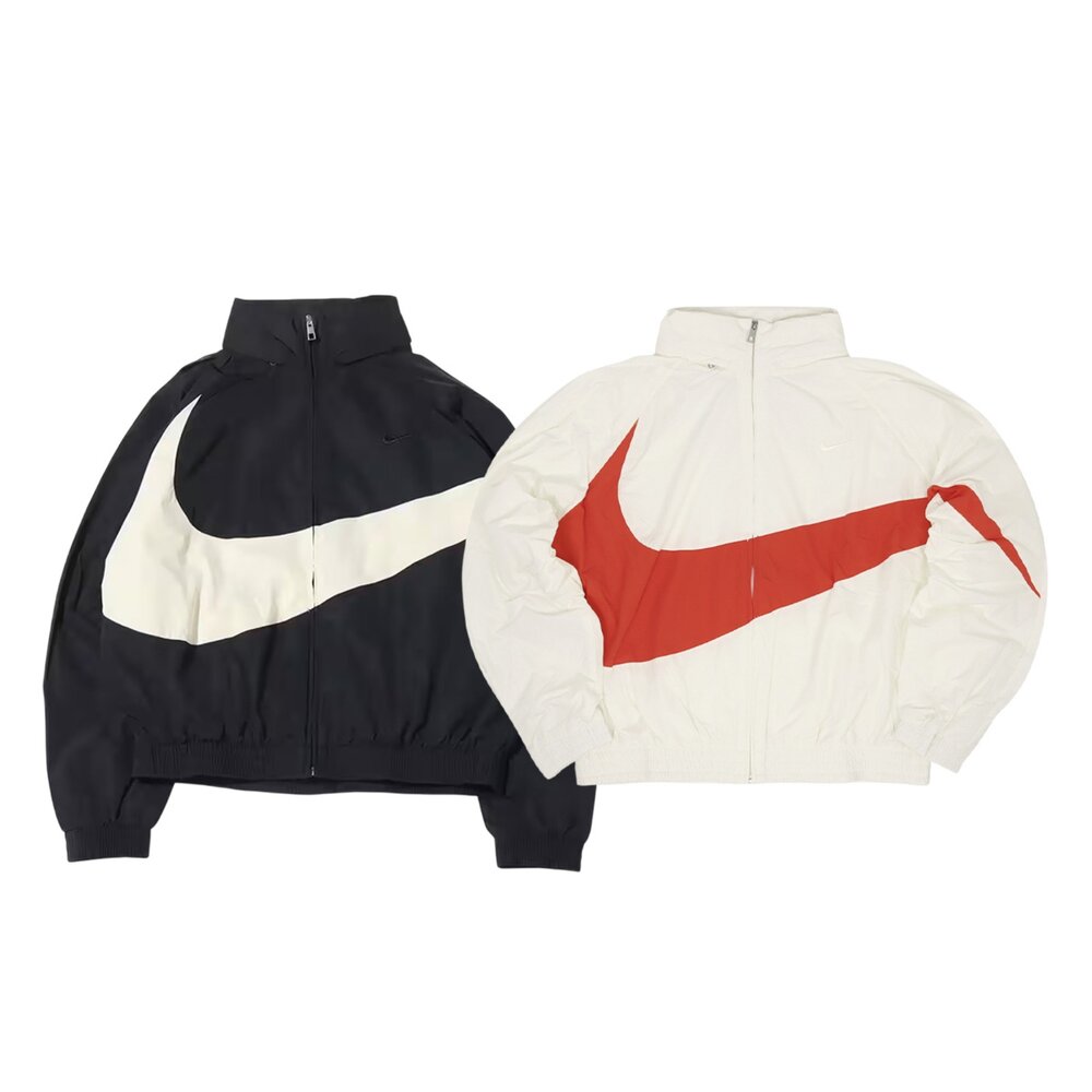 FB7878-Nike Swoosh 黑色白勾/白色橘勾 亞版 連帽風衣外套