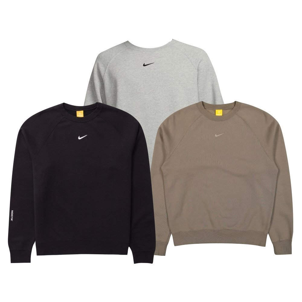 FN8160-Nocta x Nike Fleece Crew 大學踢 美版 黑/灰/咖啡