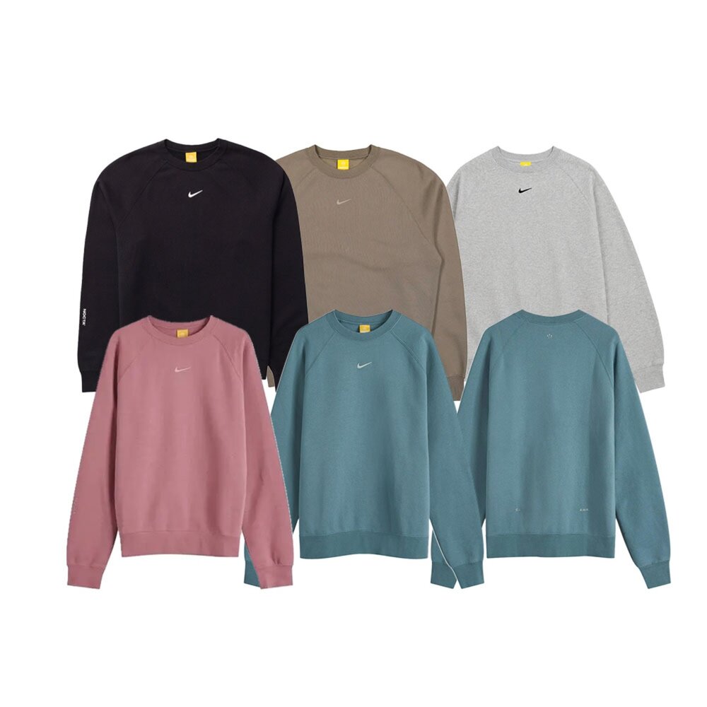 FN8160-Nocta x Nike Fleece Crew 大學踢 美版 黑/莓粉/藏青/灰/卡其 FN8160