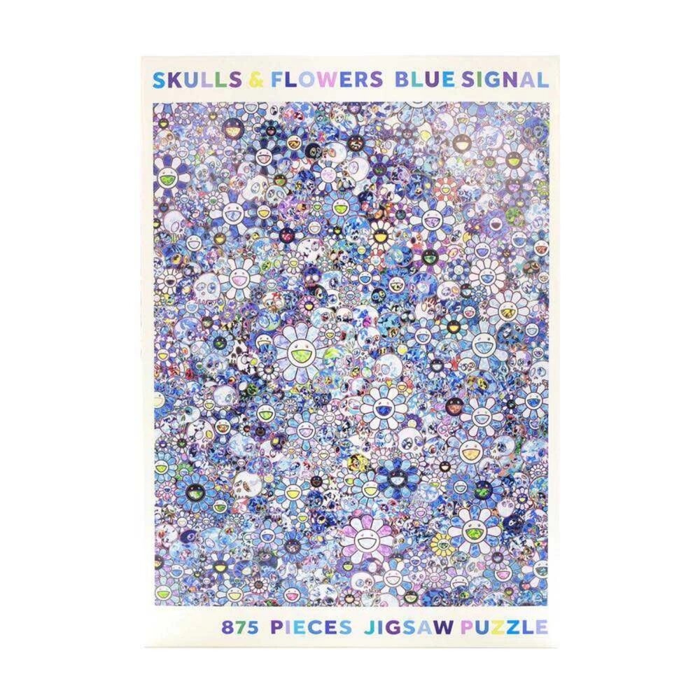 G031368-村上隆拼圖 875 Pieces 藍色 小花 太陽花 骷髏