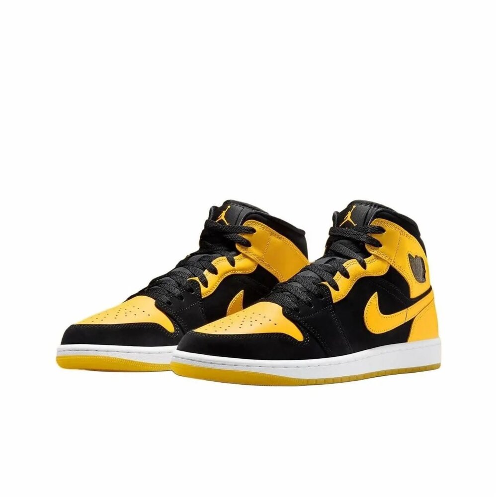 HJ6654-071-Nike Air Jordan 1 Mid Black 黃黑 中筒 休閒鞋 運動鞋 男鞋 HJ6654-071