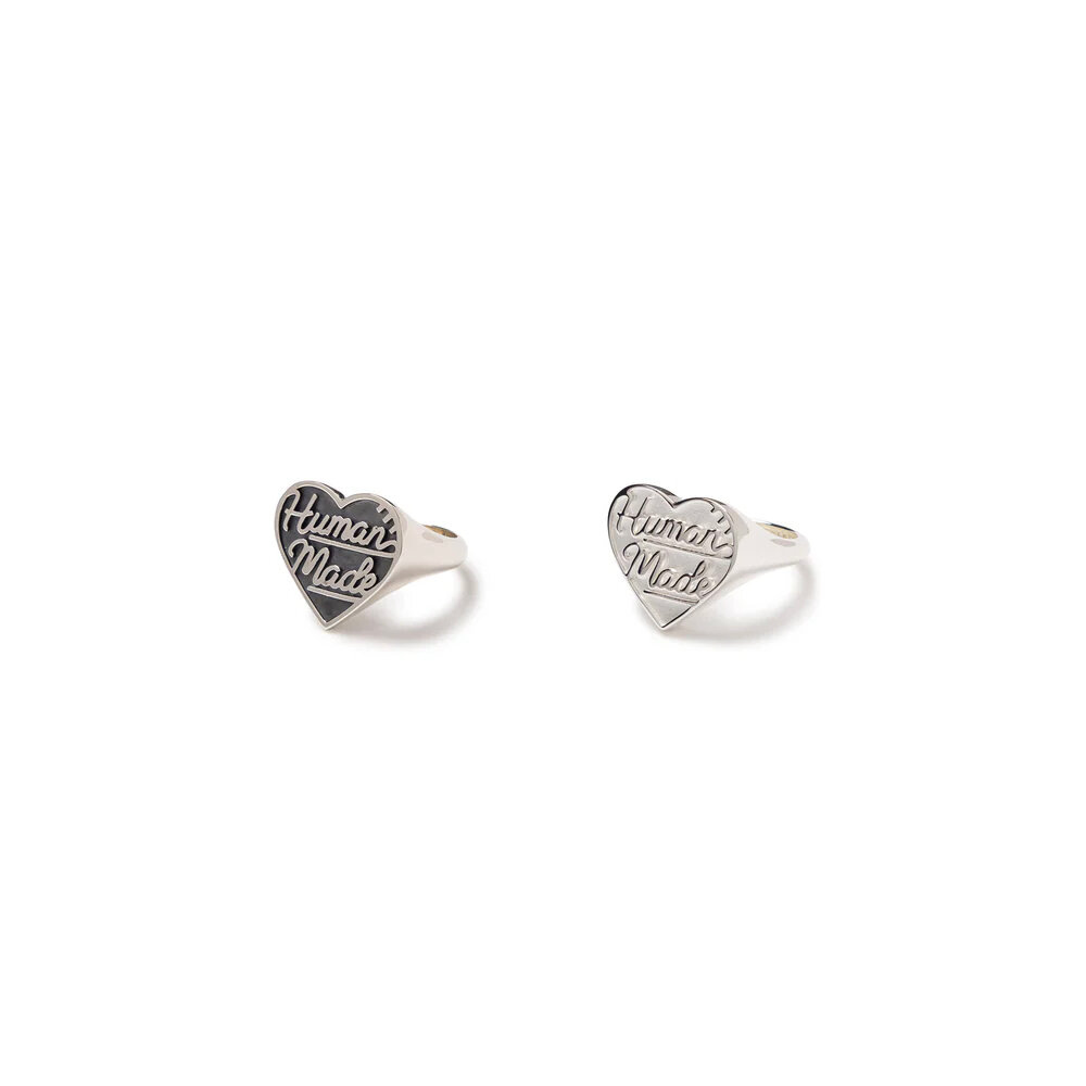 HM28GD066-Human Made Heart Sliver Ring 純銀戒指 銀/黑 HM28GD066