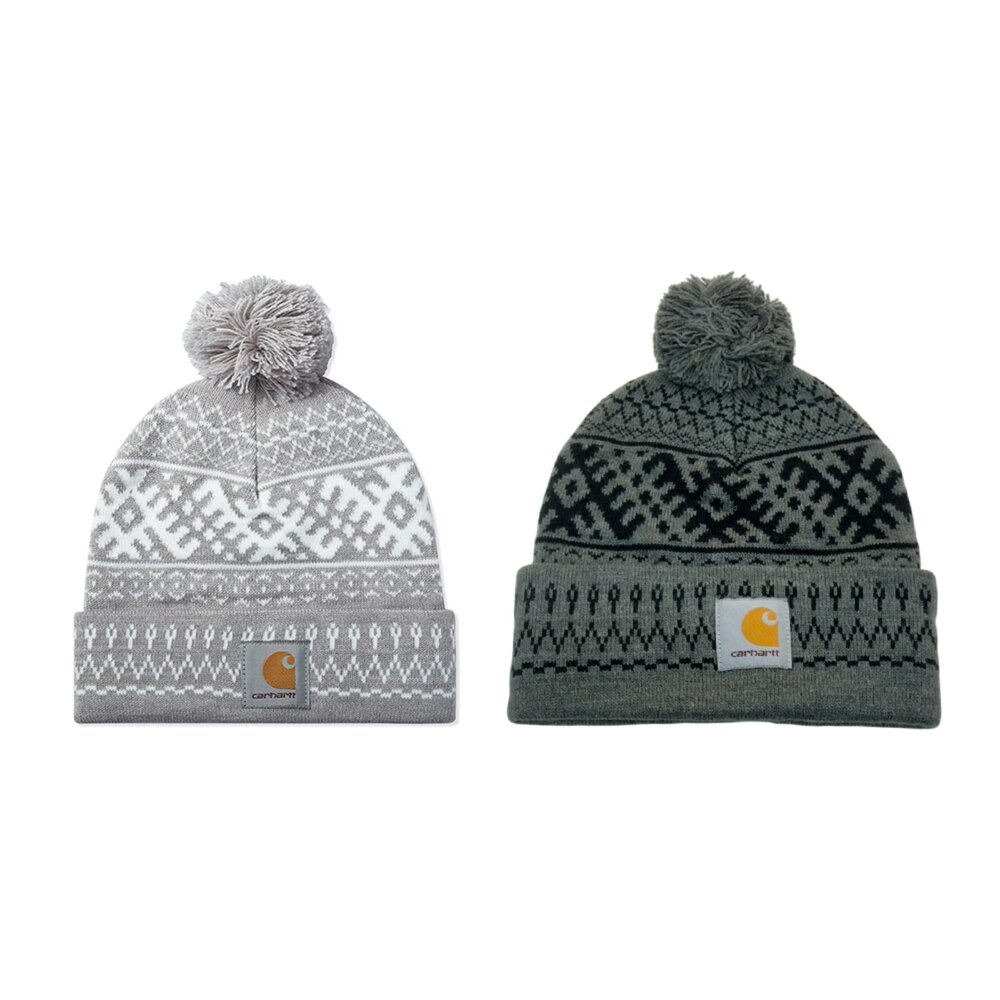 I015541-Carhartt Wip Elias Bobble Hat 雪花織紋毛帽 淺灰、深灰