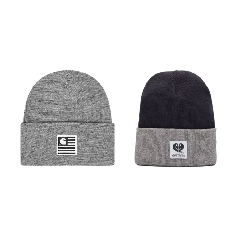 I020-Carhartt WIP 毛帽 深灰色、撞色海軍藍