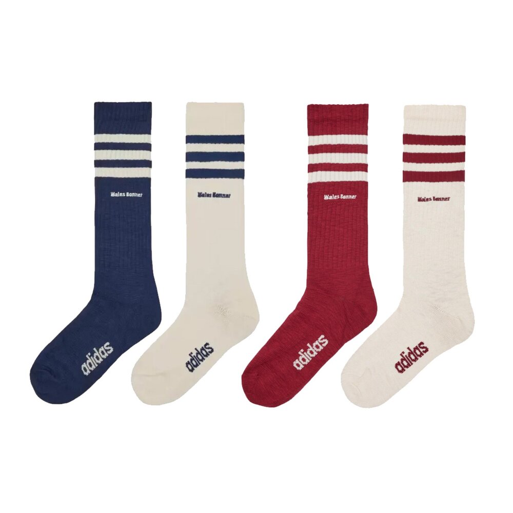 JH3610-Wales Bonner x Adidas Original 3S Unisex Socks 三線襪 藍白/紅白	刺繡