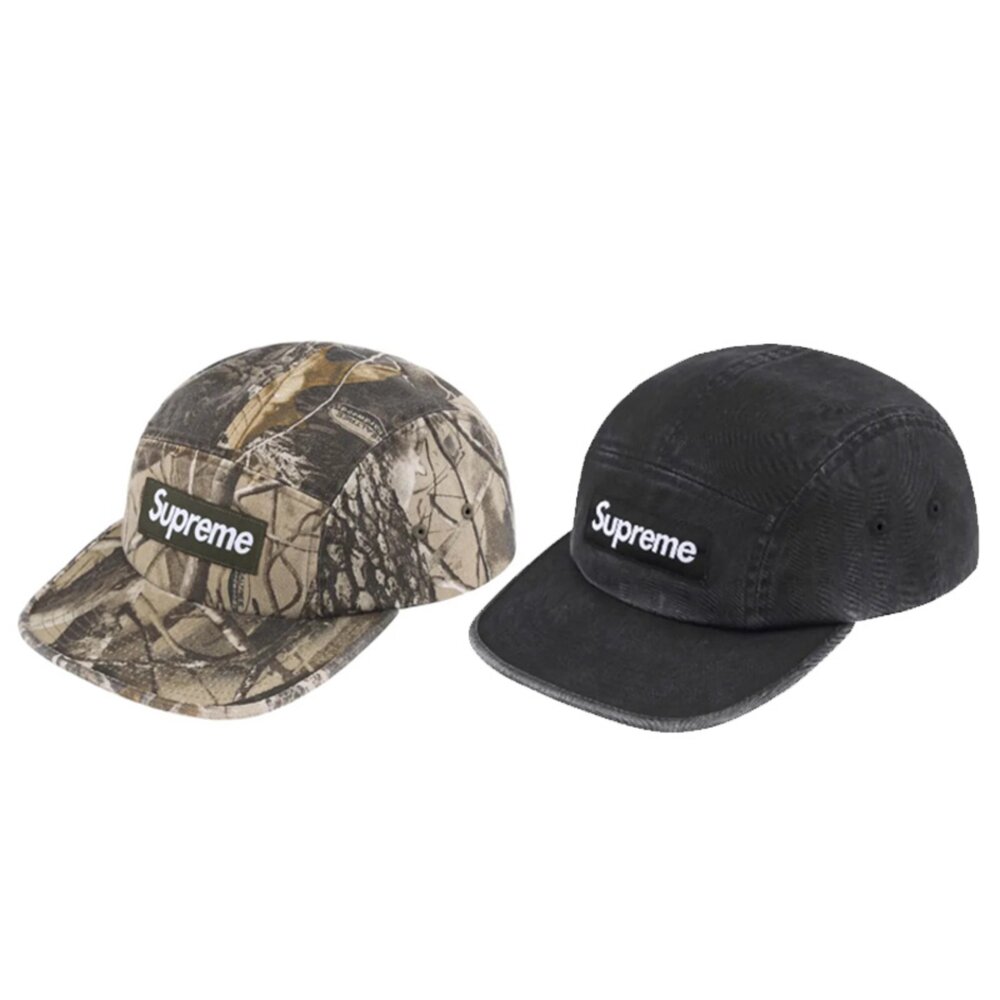 SS25H40-Supreme 25SS Washed Chino Twill Camp Cap Box Logo 老帽 五分割帽 皮革