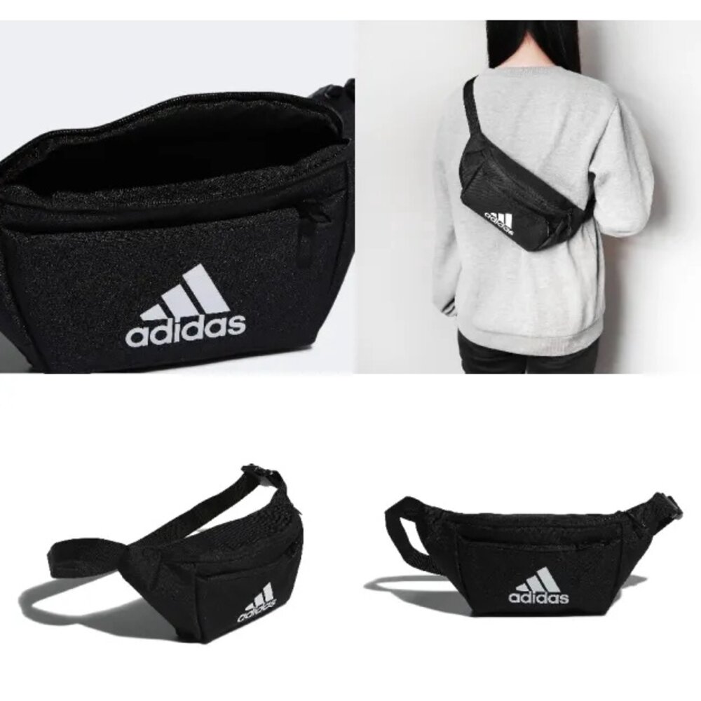 Adidas 腰包 側背包 斜背 隨身包 經典三線 logo 配件 黑色 FN0890-圖片-5