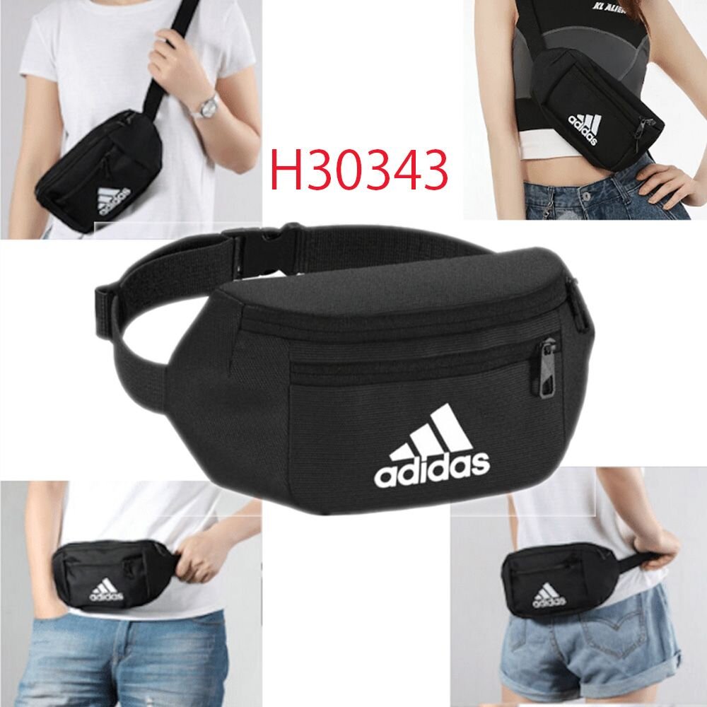 Adidas 腰包 側背包 斜背 隨身包 經典三線 logo 配件 黑色 FN0890-圖片-7