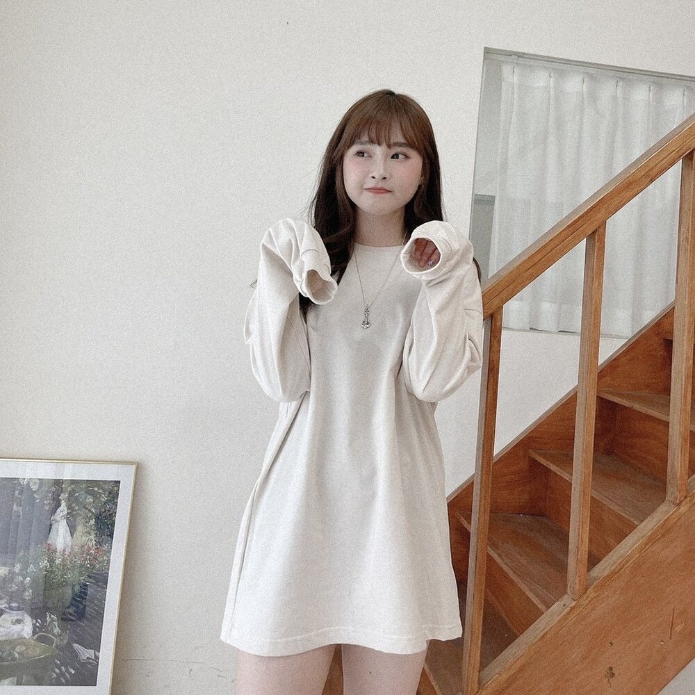 韓版 長袖 工裝風 口袋 素色 寬鬆 落肩 百搭 素面 多色素T oversize 男女可穿 情侶-圖片-2