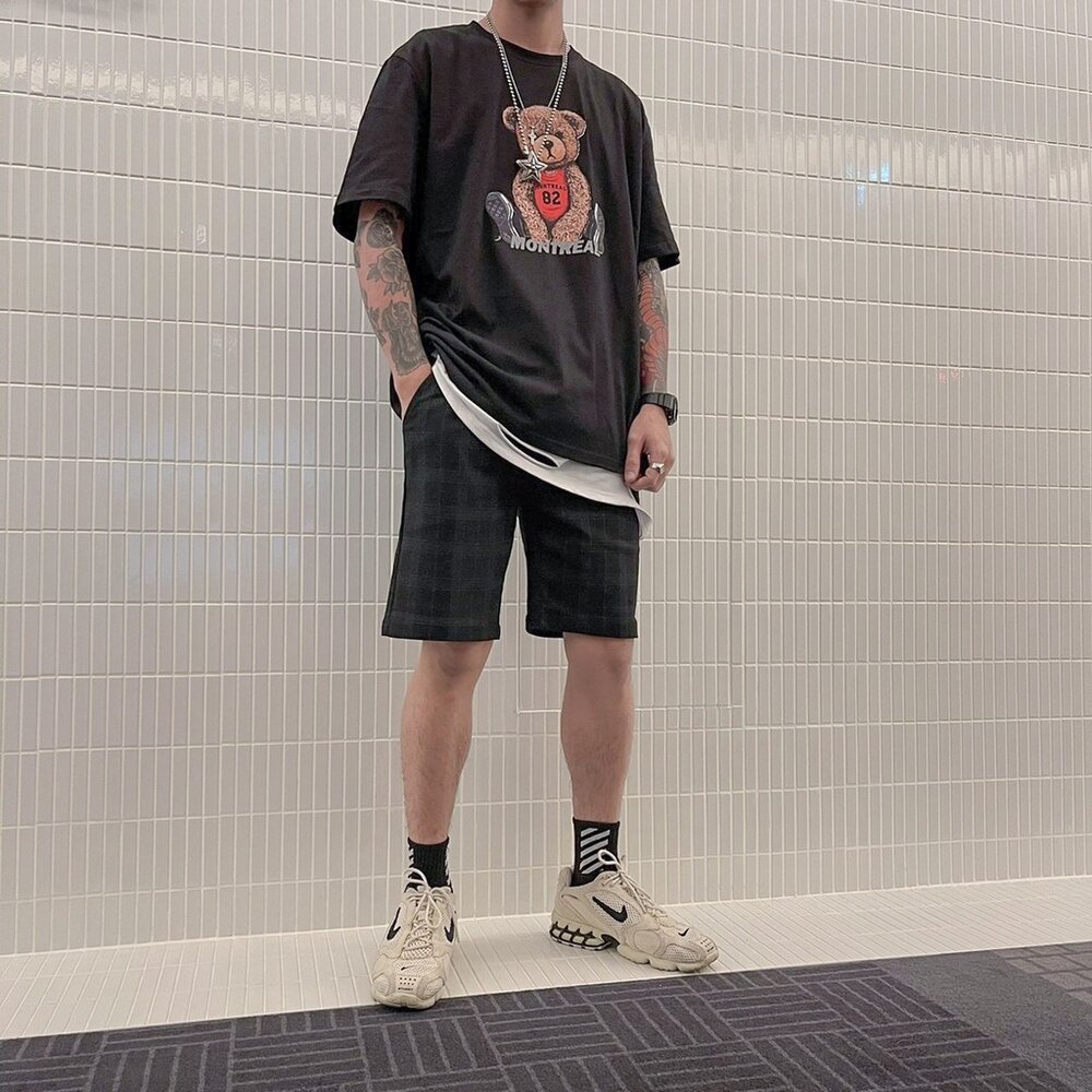 韓版 韓國合身 格子 格子短褲 超彈力 格紋 格紋褲 休閒短褲 鬆緊 短褲 彈性極佳 男裝 男生衣著 修身短褲 1489-圖片-5