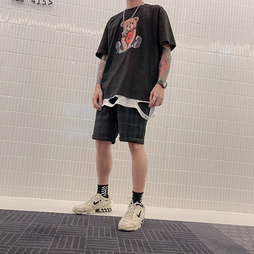 韓版 韓國合身 格子 格子短褲 超彈力 格紋 格紋褲 休閒短褲 鬆緊 短褲 彈性極佳 男裝 男生衣著 修身短褲 1489-圖片-6