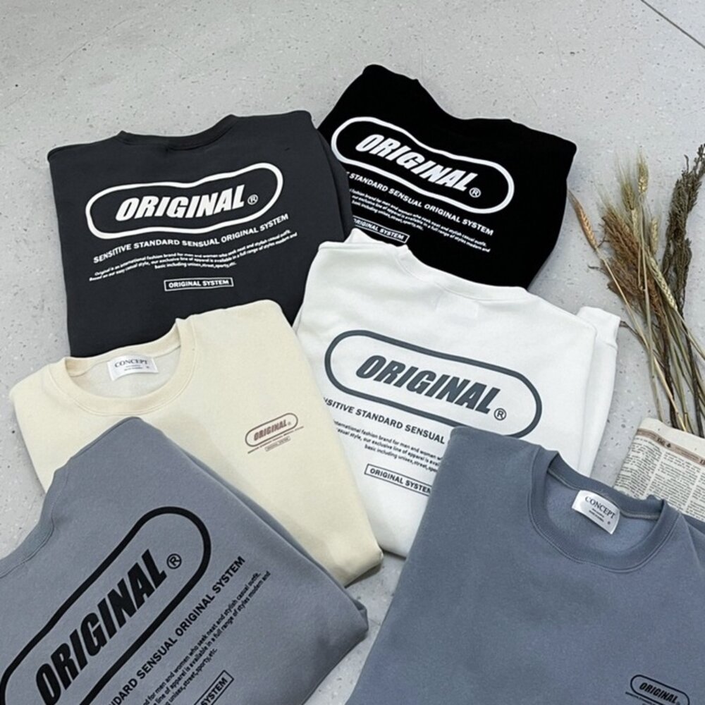 韓版 ORIGINAL 重磅 刷毛款 大學T 情侶款 韓版上衣 韓版長袖 秋冬爆款 流行單品-圖片-1