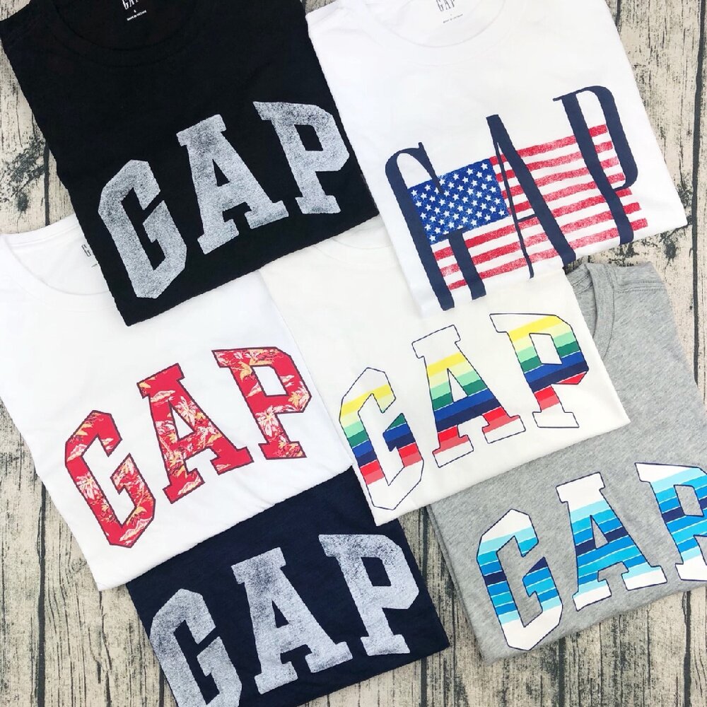 GAP 夏季 短袖 上衣 情侶款 刷舊 成人男生 素T 男生衣著 女生衣著 美國代購 印刷短袖 休閒短袖 蓋樸-圖片-1