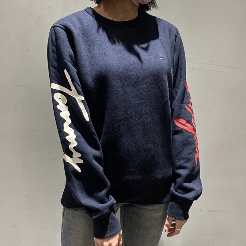 13371947567-Tommy Hilfiger  內刷毛 刺繡logo 手臂草寫 重磅大學t 專櫃款 情侶款