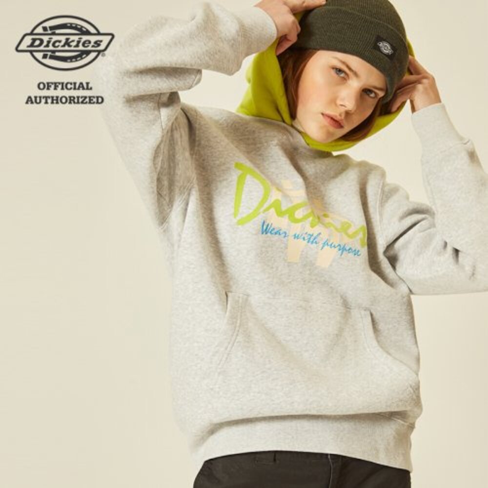 DICKIES Logo 帽T 假兩件 大Logo長袖 衛衣 內刷毛 鋪棉 男女可穿-圖片-1