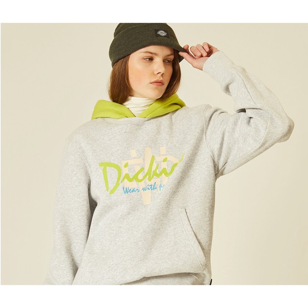 DICKIES Logo 帽T 假兩件 大Logo長袖 衛衣 內刷毛 鋪棉 男女可穿-圖片-5