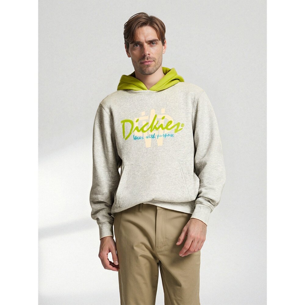 DICKIES Logo 帽T 假兩件 大Logo長袖 衛衣 內刷毛 鋪棉 男女可穿-圖片-7