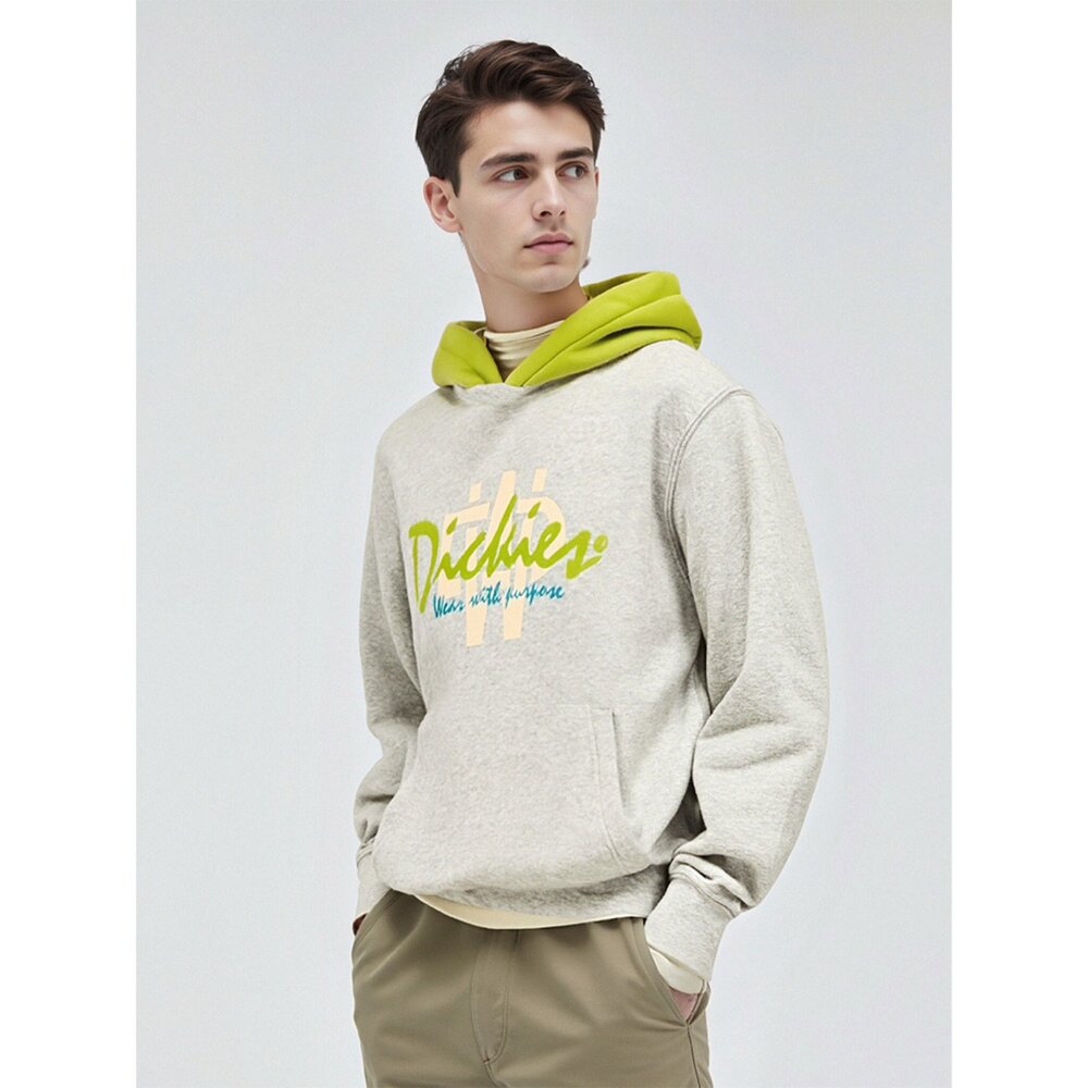 13673914315-DICKIES Logo 帽T 假兩件 大Logo長袖 衛衣 內刷毛 鋪棉 男女可穿