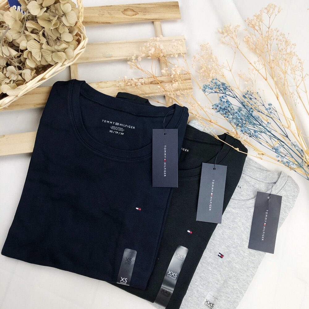 Tommy 女款 圓領 刺繡 小LOGO 素T 修身款 貼身 性感 女生短t TOMMY 夏季 休閒款-圖片-7