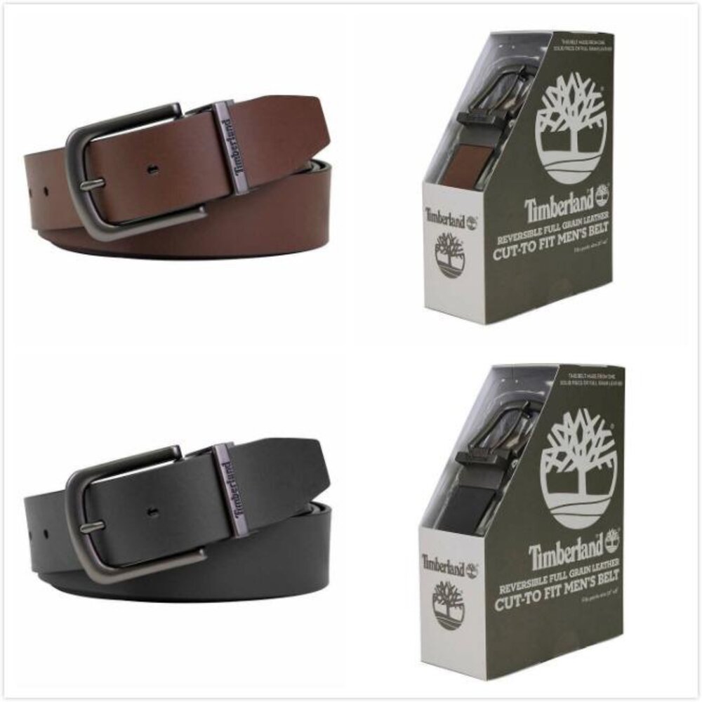 TIMBERLAND 皮帶 雙面 兩用 牛皮 皮帶 消光黑 皮帶頭 可自行修改長度 現貨秒發-圖片-2