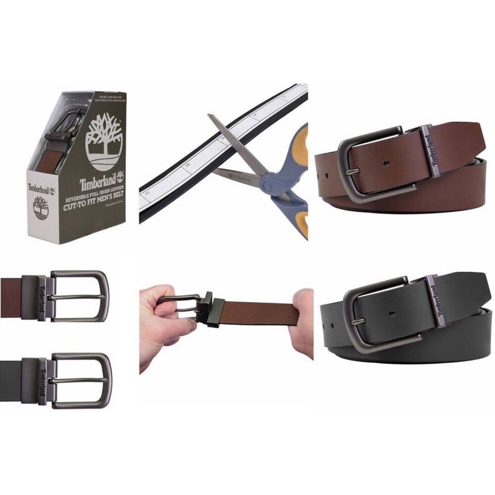 TIMBERLAND 皮帶 雙面 兩用 牛皮 皮帶 消光黑 皮帶頭 可自行修改長度 現貨秒發-圖片-3