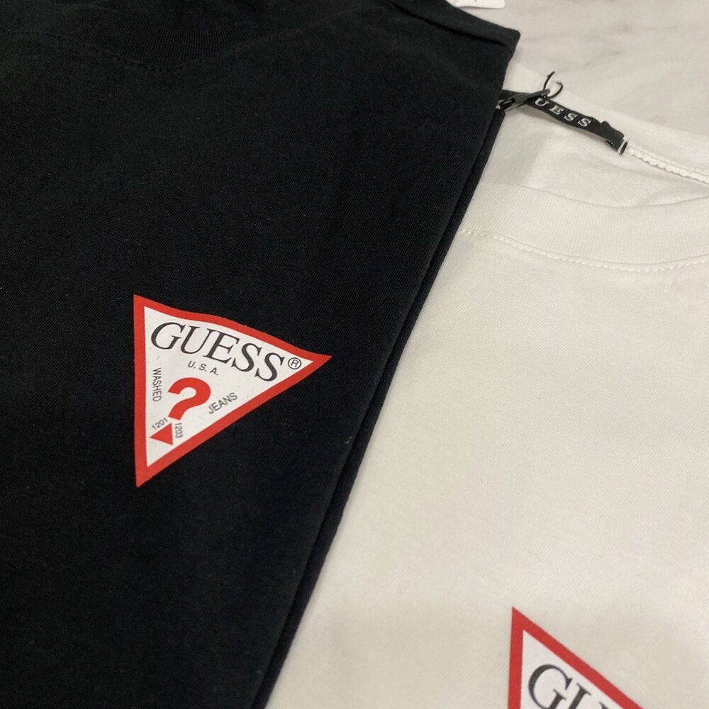 GUESS 短袖 經典 倒三角 小LOGO 短T 上衣 落肩 寬鬆版型 韓國貨 情侶款-圖片-2