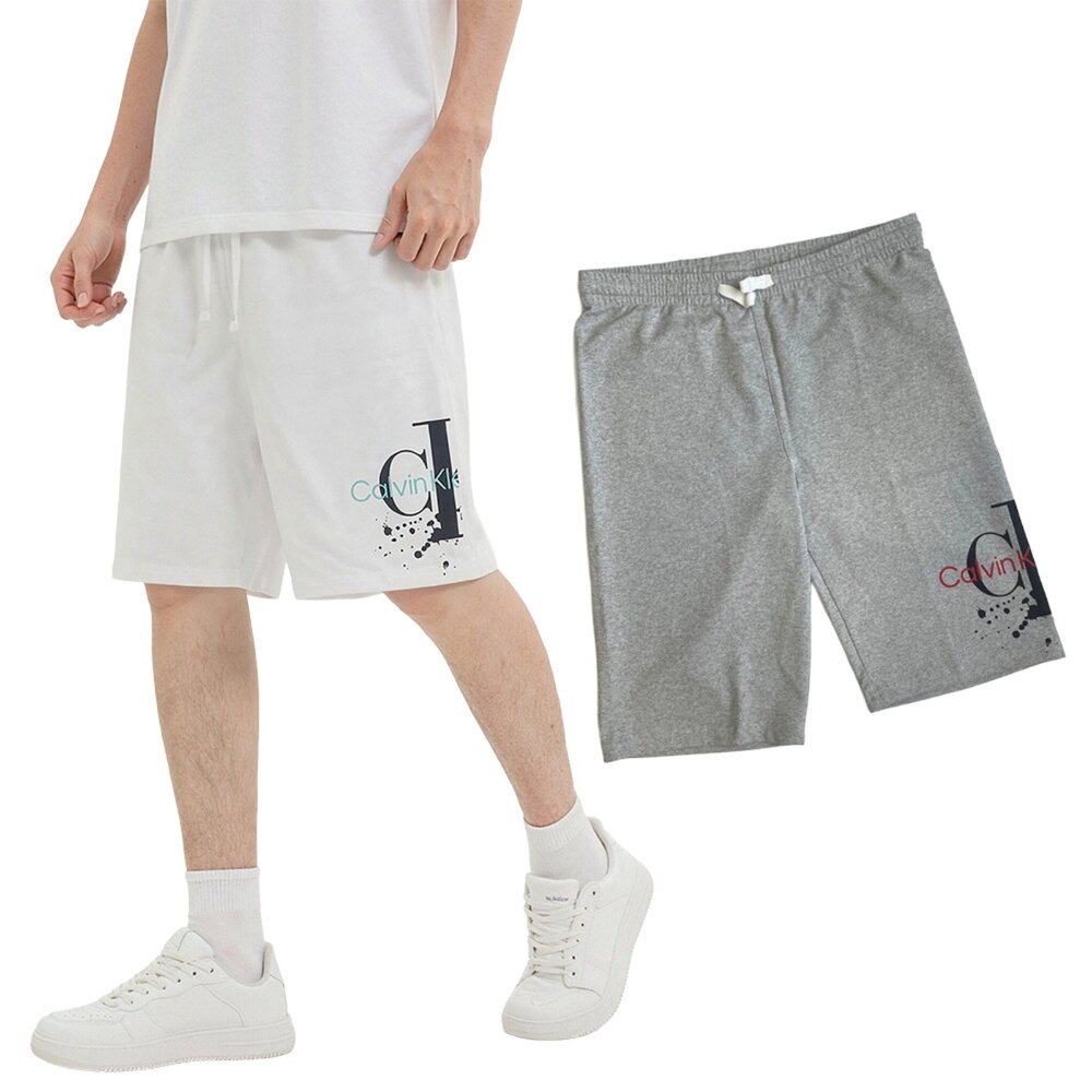 16993748218-CalvinKlein 青年版 側邊大LOGO CK 經典LOGO 休閒短褲 短褲 棉褲 抽繩 鬆緊 屁股口袋