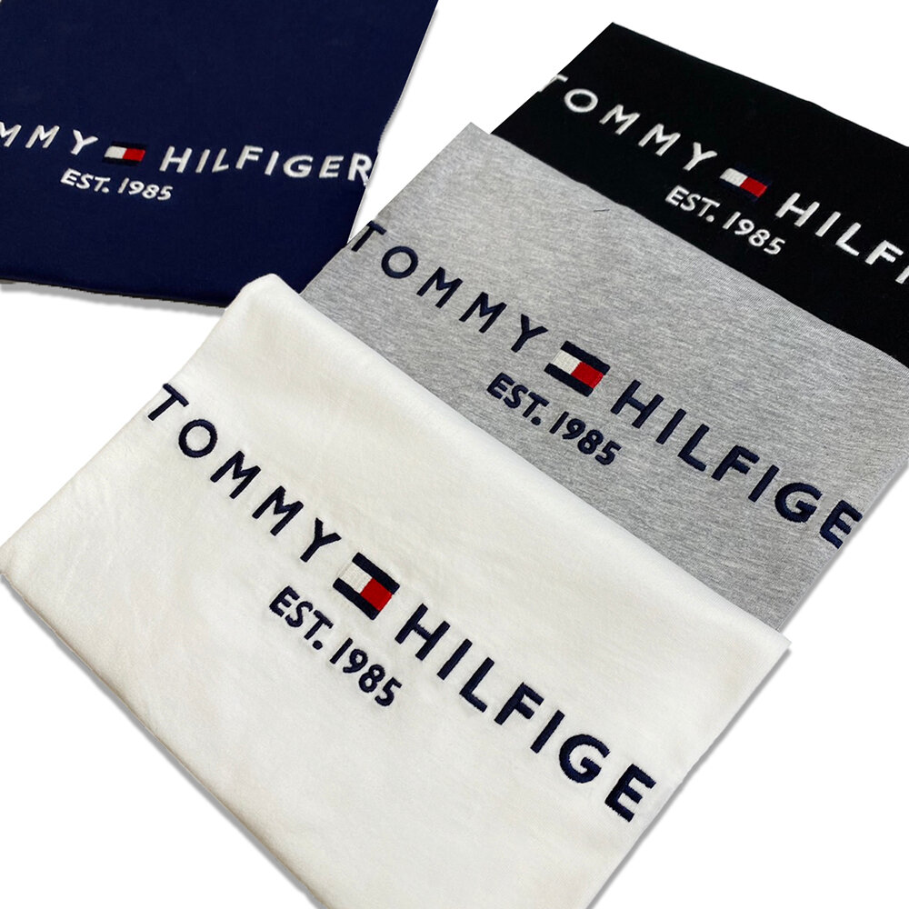 Tommy Hilfiger 成人 經典LOGO 1985文字 純棉 刺繡上衣 短袖 短袖上衣 情侶裝 大尺碼 美國代購-圖片-1