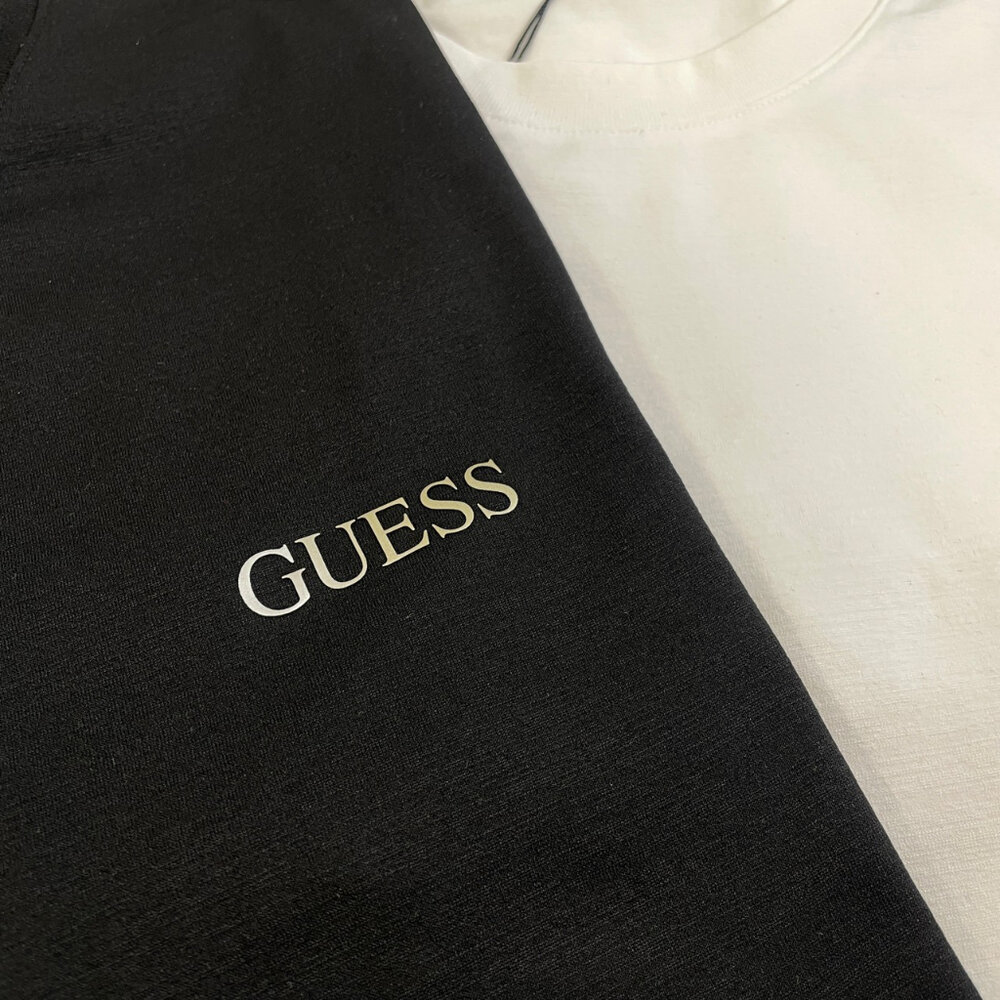 GUESS 短袖 經典LOGO 漸層 短T 落肩 寬鬆版型 深藍色 白色 深灰色 韓國貨 情侶款-圖片-5