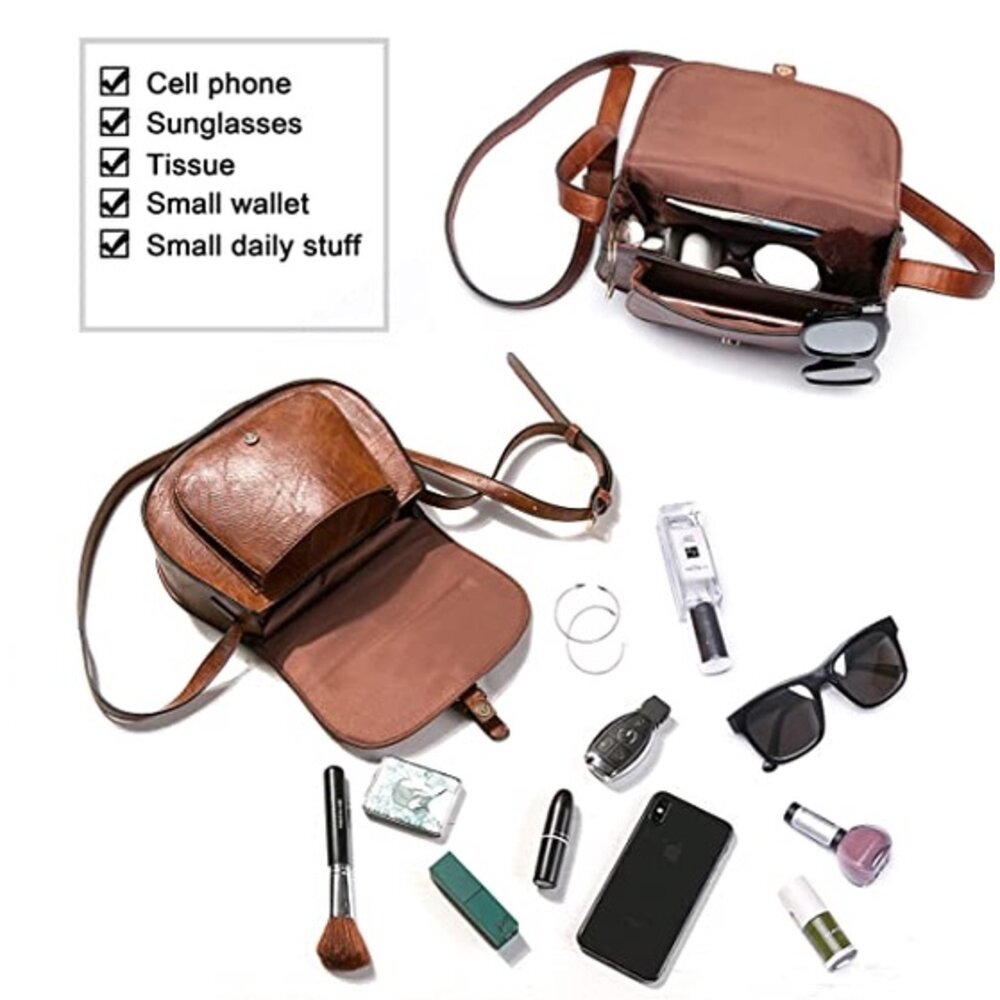 AFKOMST 馬鞍包 女款 復古 側背包 肩背包 皮革 母親節禮物-圖片-2