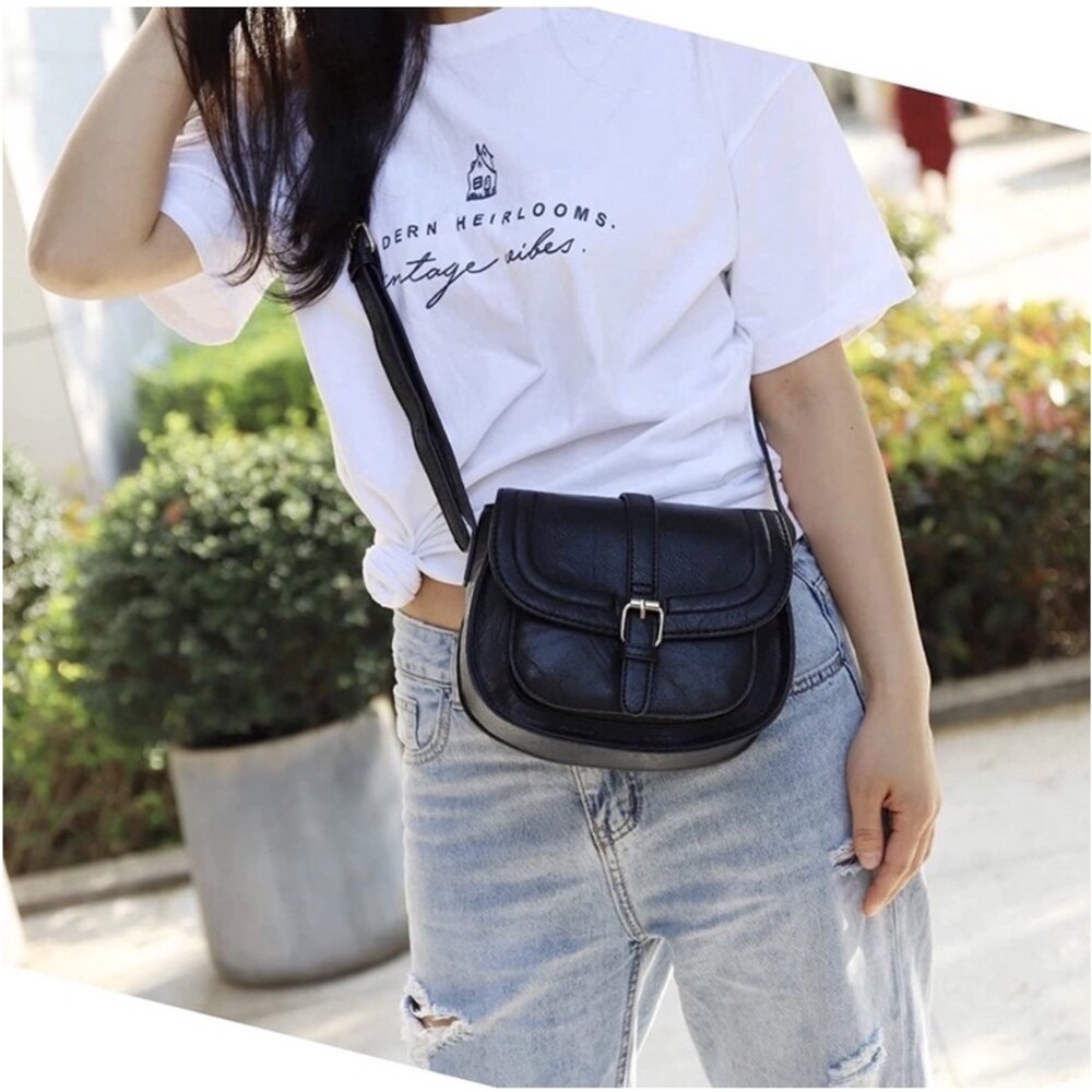 AFKOMST 馬鞍包 女款 復古 側背包 肩背包 皮革 母親節禮物-圖片-5