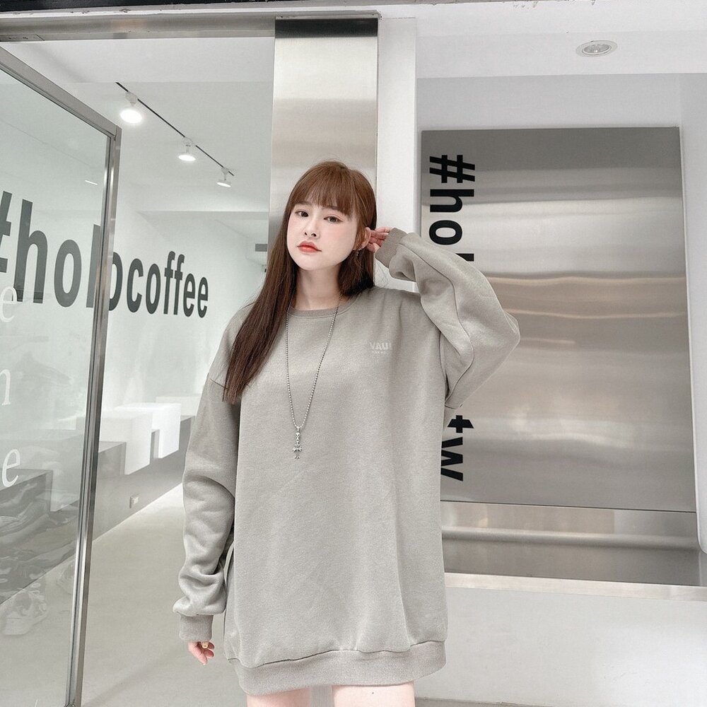 韓版 厚磅 內刷毛 大學T VAULT 文字款 上衣 落肩 男生長袖 男生衣著 女生衣著 情侶款 80154-圖片-7