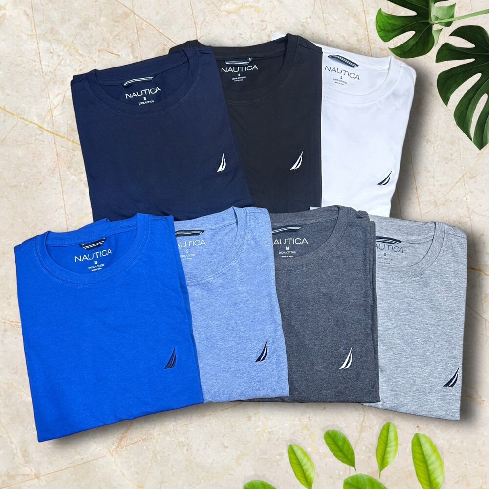 NAUTICA 風帆 多色 男女款 純棉 短袖 素T 刺繡小LOGO上衣-圖片-1