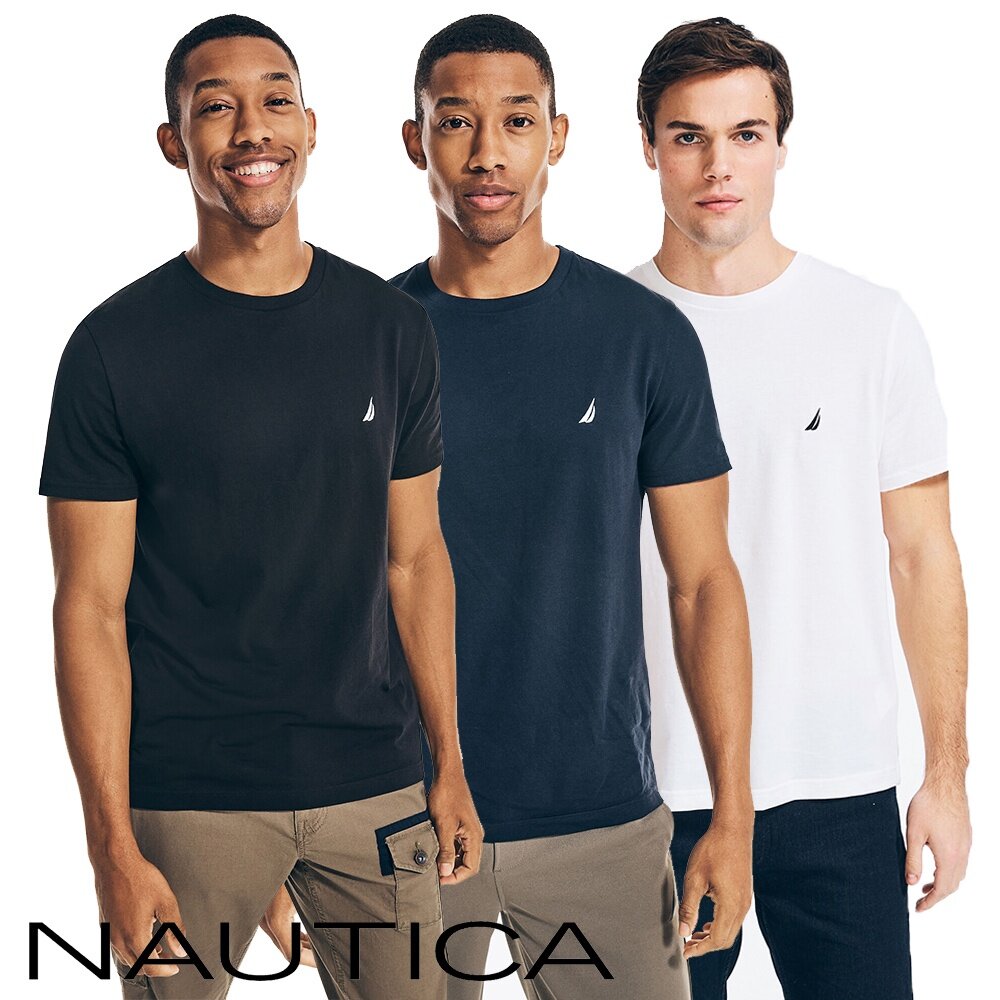 NAUTICA 風帆 多色 男女款 純棉 短袖 素T 刺繡小LOGO上衣-圖片-2