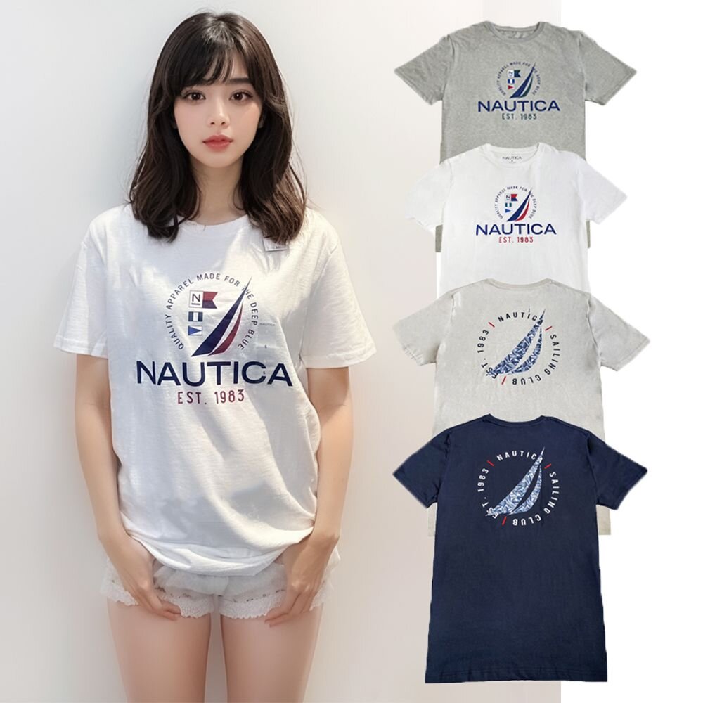 18549715390-NAUTICA 中性款 圓領 短袖 印刷圖T 版型偏大