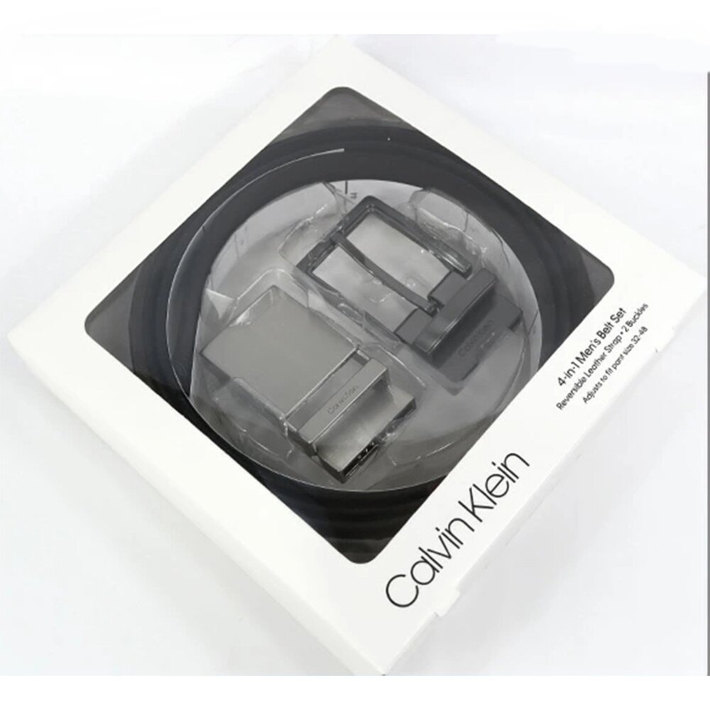 18549715396-Calvin Klein 凱文克萊 禮盒組 金屬雙釦 皮帶禮盒組 腰帶雙面可用 商務休閒皮帶