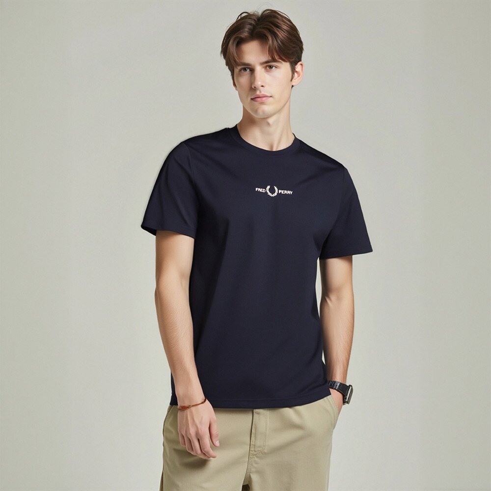 FRED PERRY 胸前刺繡LOGO 短袖 上衣 T恤 男女可穿-圖片-8