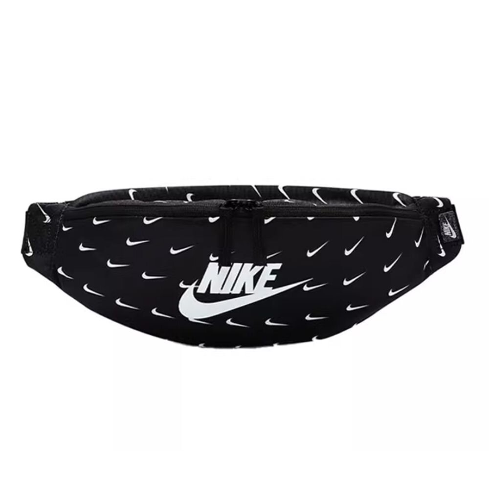 18549715473-Nike 斜背包 Heritage Waist PackBag 男女款 外出 輕便 小包 腰包 滿版 小勾勾 黑  DM