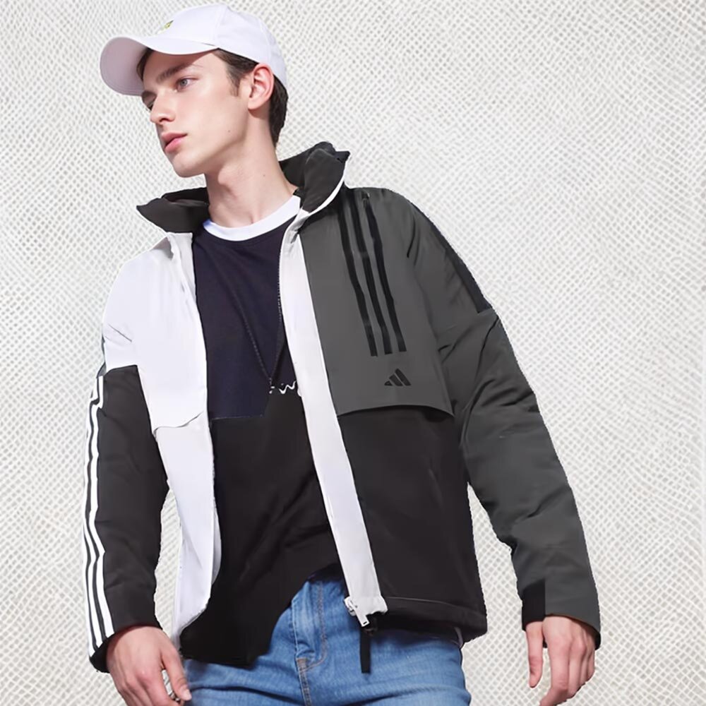 18549715483-adidas 連帽休閒外套 抓絨 防風 拼接運動外套 FM9398