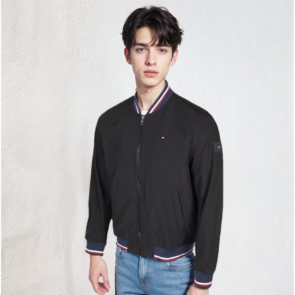 18549715485-【TOMMY HILFIGER】Lightweight Varsity Rib Knit Bomber Jacket 防