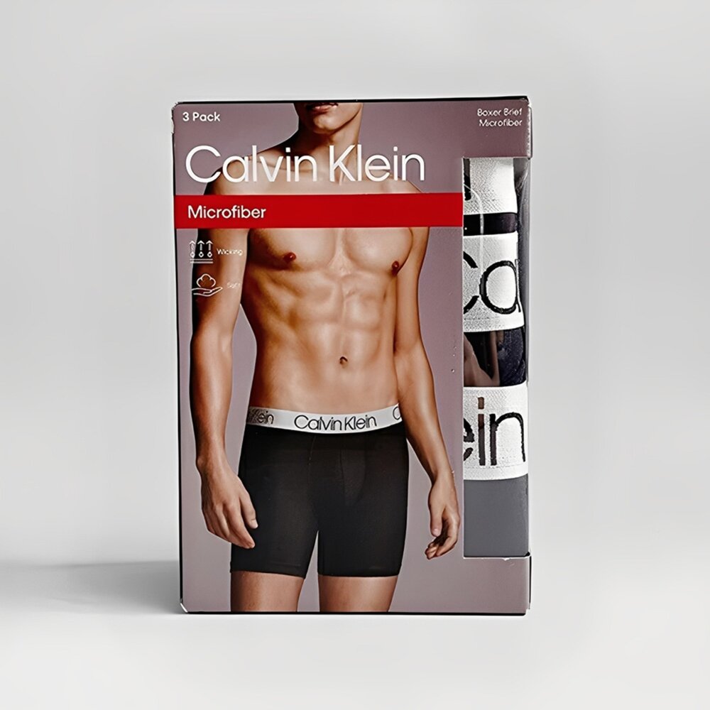CK 專櫃款 盒裝 寬帶 大logo 男內褲 超細纖維平口內褲 3件組 (美國原裝進口 非costco款)-圖片-4