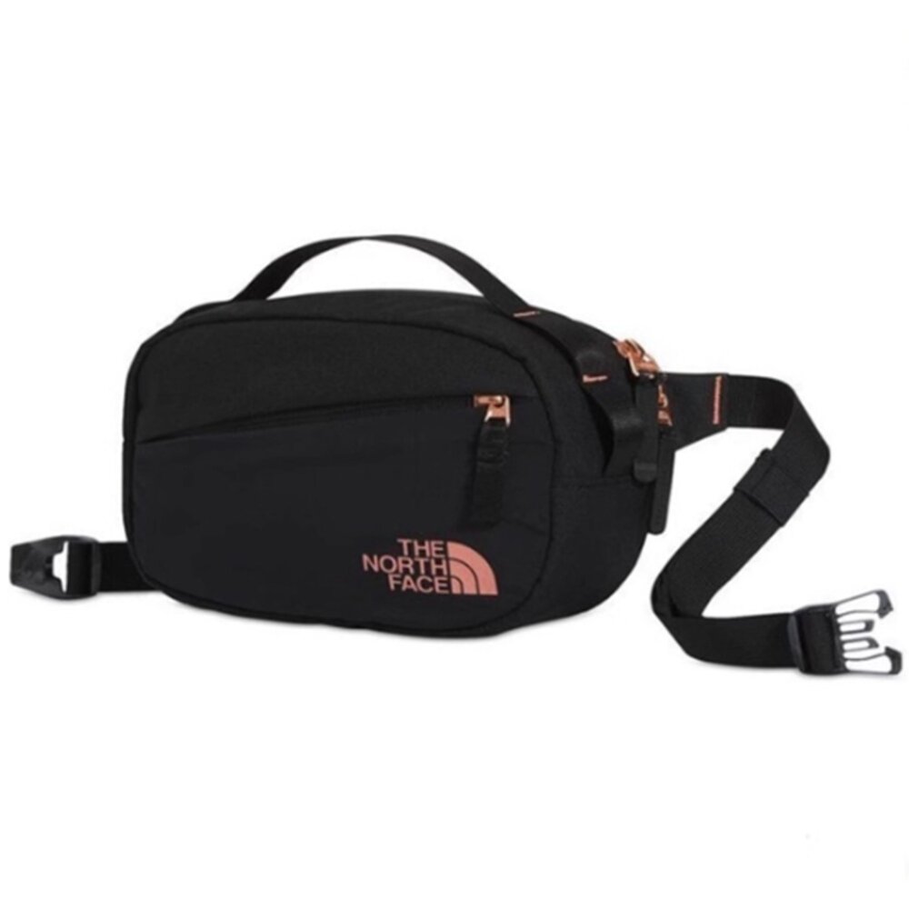 18549715529-北臉 男女同款黑色 防潑水腰包 玫瑰金