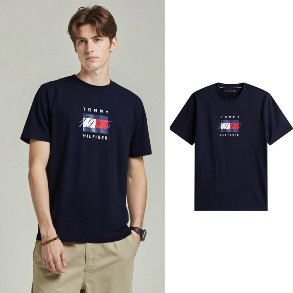 18549715531-Tommy Hilfiger 直線旗幟圖案T恤 TEE