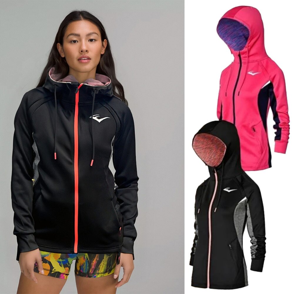 19894522546-EVERLAST 外套 黑灰粉 拼接 連帽 運動外套