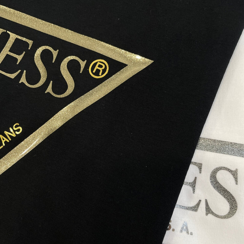 GUESS 短袖 經典 倒三角 大LOGO 短T 黑色 白色 粉色 韓國貨 情侶款-圖片-3